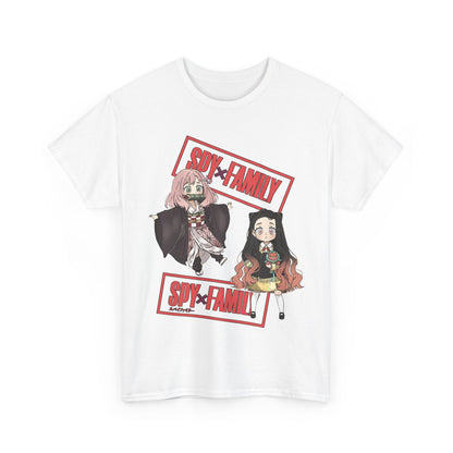 Anya and Nezuko Dolls T-Shirt – 100% Cotton Cute Anime Crossover Shirt for Fans