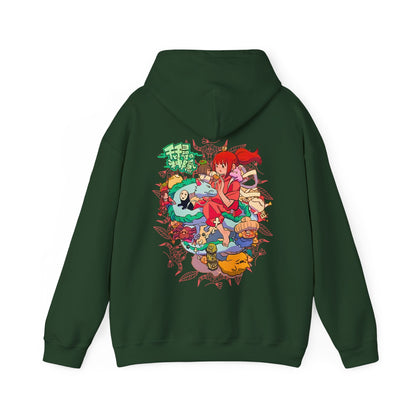 Spirited Away Characters Collage Hoodie with Back Print – 100% Cotton Studio Ghibli Anime Sweatshirt