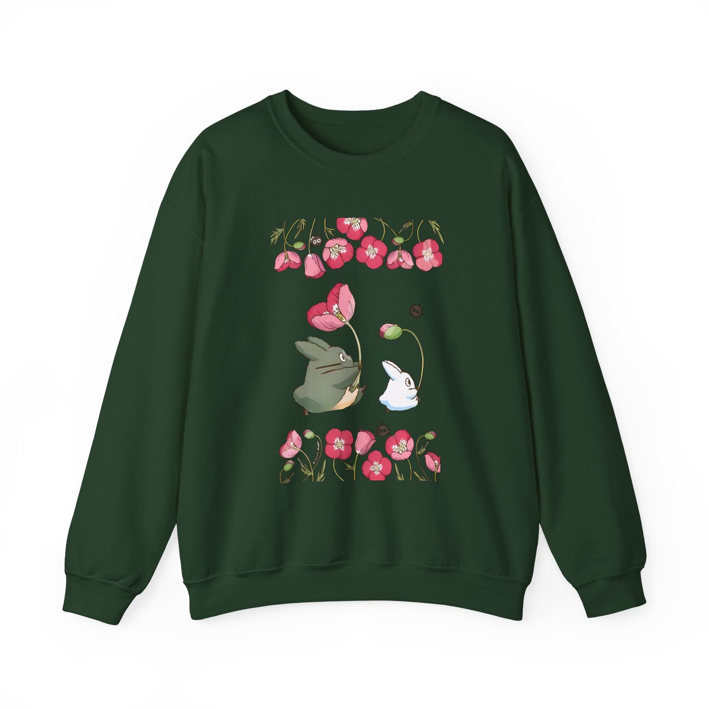 Totoro Cute Flowers Sweatshirt – 100% Cotton Studio Ghibli Cozy Anime Pullover