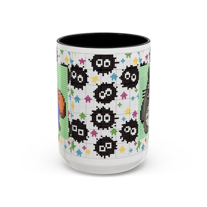 My Neighbor Totoro Pixel Accent Mug – Retro Ghibli Color Handle Cup 11oz & 15oz – Cute Anime Coffee Gift