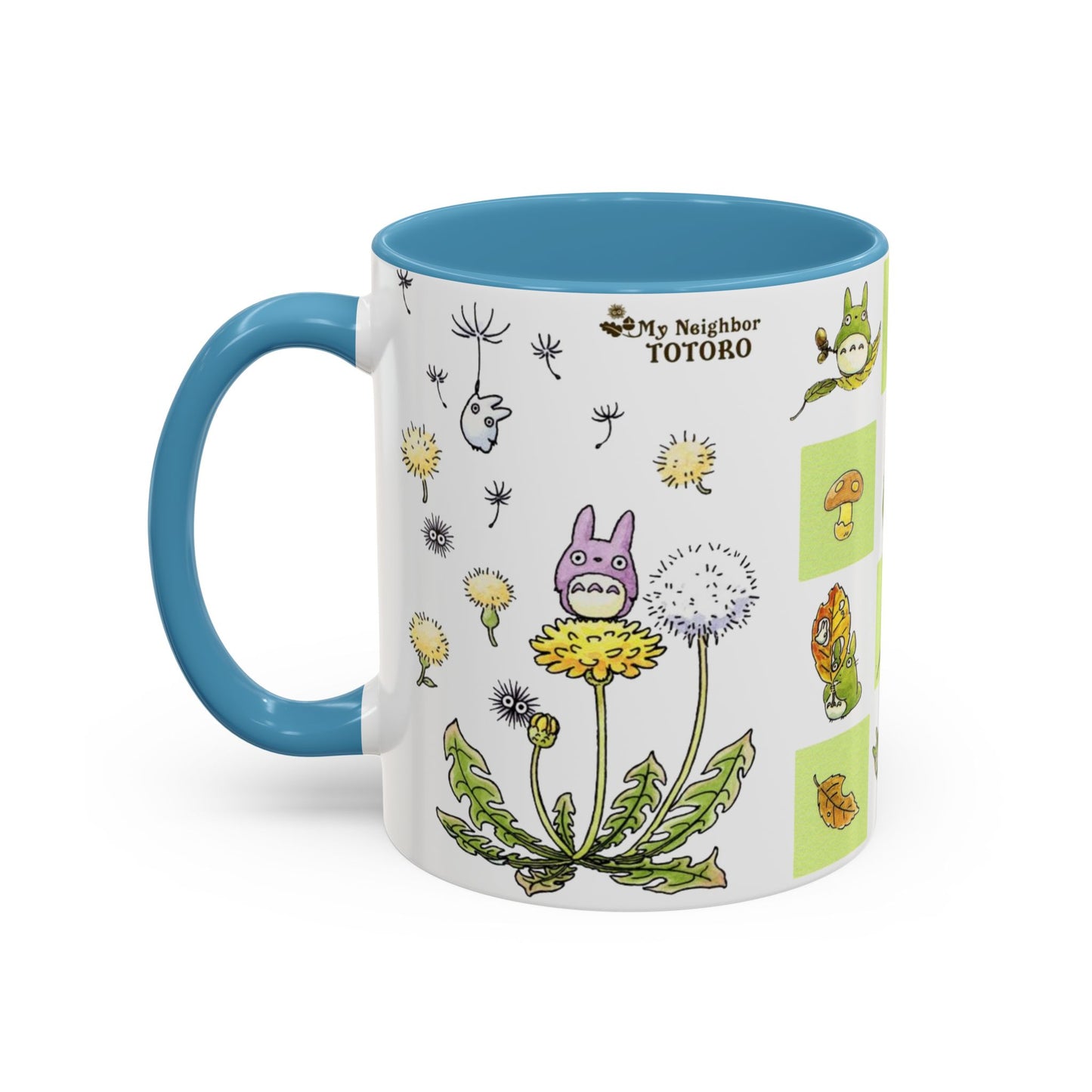 Totoro Green Accent Mug – Studio Ghibli Color Handle Coffee Cup – 11oz & 15oz Ceramic Gift for Anime Fans