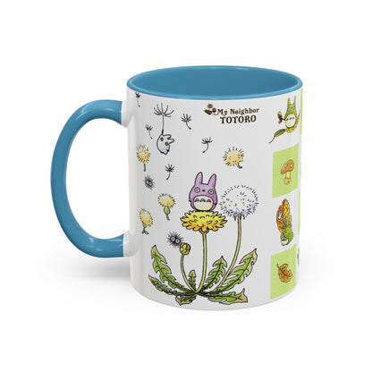Totoro Green Accent Mug – Studio Ghibli Color Handle Coffee Cup – 11oz & 15oz Ceramic Gift for Anime Fans