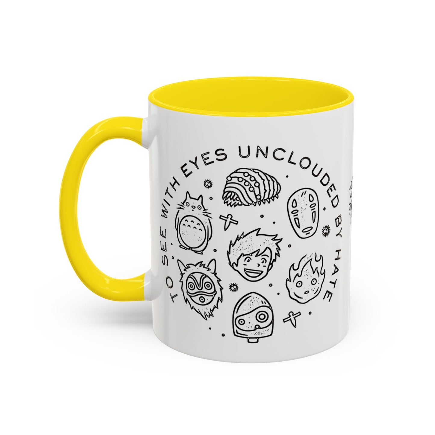 Universe Ghibli Accent Mug – Color Handle Anime Coffee Cup – 11oz & 15oz Studio Ghibli Ceramic Mug Gift