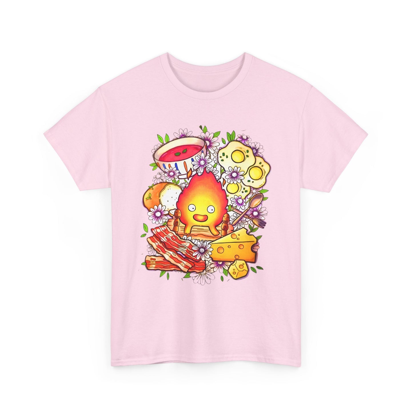 Calcifer Breakfast Ghibli Art T-Shirt | 100% Cotton Howl’s Moving Castle Tee