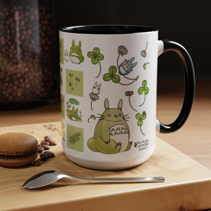 Totoro Green Accent Mug – Studio Ghibli Color Handle Coffee Cup – 11oz & 15oz Ceramic Gift for Anime Fans