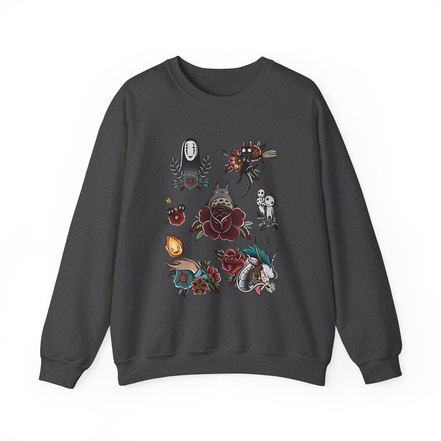 Studio Ghibli Characters Sweatshirt – 100% Cotton Anime Crewneck Featuring Iconic Ghibli Heroes