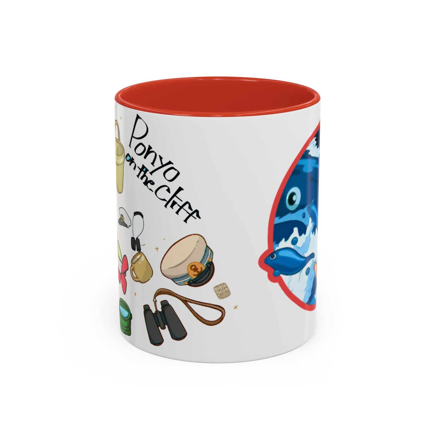 Ponyo Accent Mug – Studio Ghibli Collage Color Handle Cup 11oz & 15oz – Cute Anime Ocean Gift for Fans