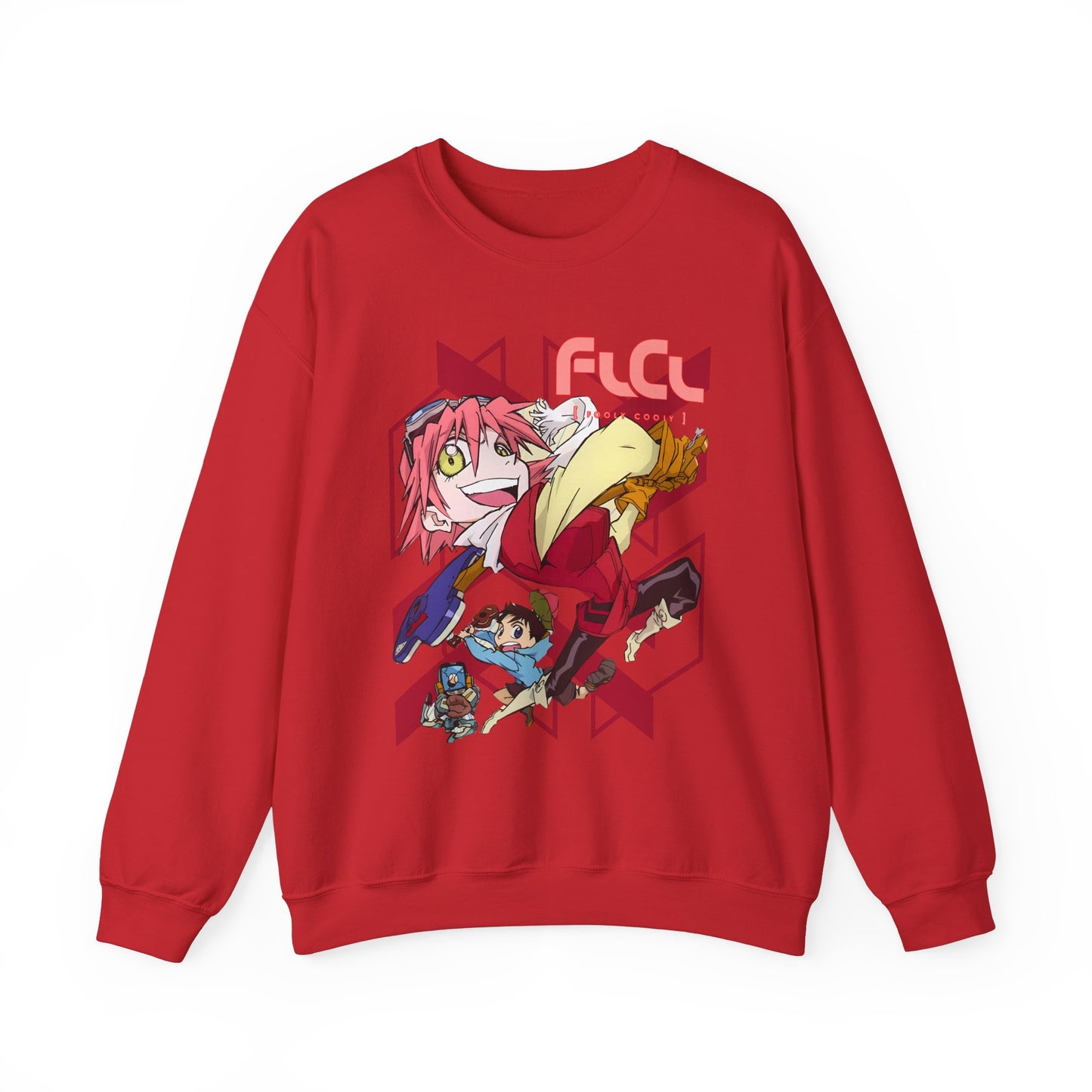 FLCL Sweatshirt – 100% Cotton Gildan 18000 | Fooly Cooly Retro Anime Pullover for True Fans