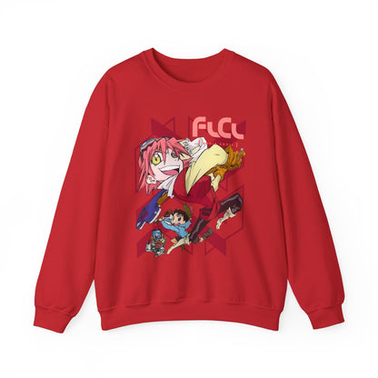 FLCL Sweatshirt – 100% Cotton Gildan 18000 | Fooly Cooly Retro Anime Pullover for True Fans