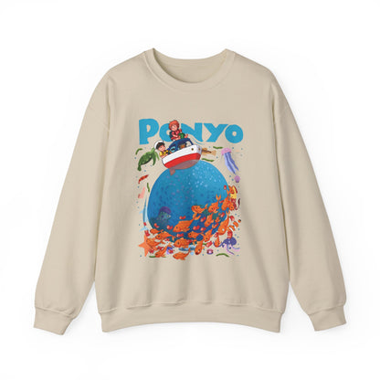 Ponyo and Sosuke Boat Adventure Sweatshirt – 100% Cotton Studio Ghibli Inspired Pullover
