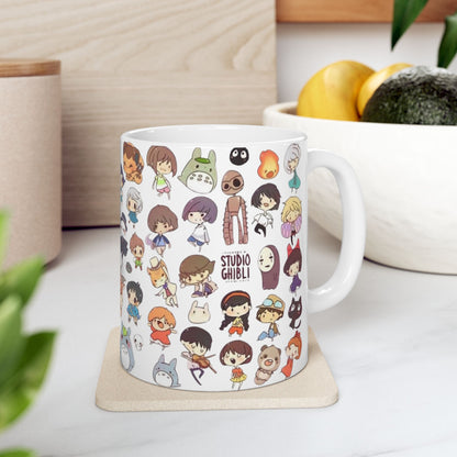 Studio Ghibli Chibi Characters Mug – Cute Anime Coffee Cup – 11oz & 15oz Ceramic Gift for Ghibli Fans