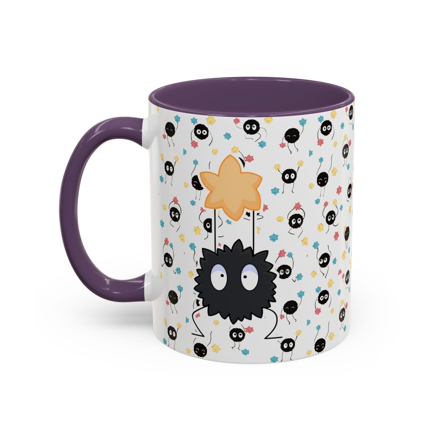 Soot Sprites Accent Mug – Studio Ghibli Color Handle Cup – 11oz & 15oz Ceramic Anime Gift