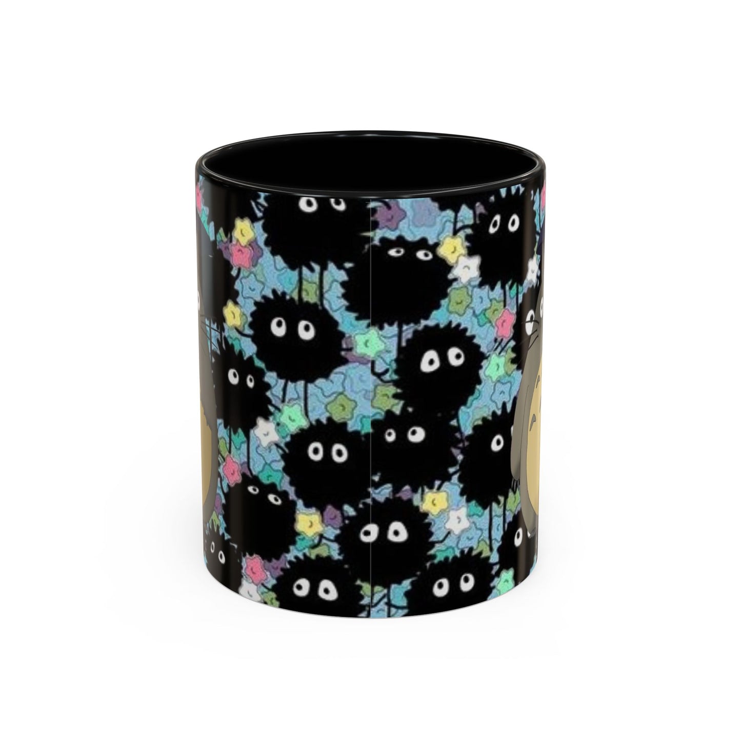 Totoro & Soot Sprites Accent Mug – Studio Ghibli Color Handle Cup – 11oz & 15oz Ceramic Anime Gift