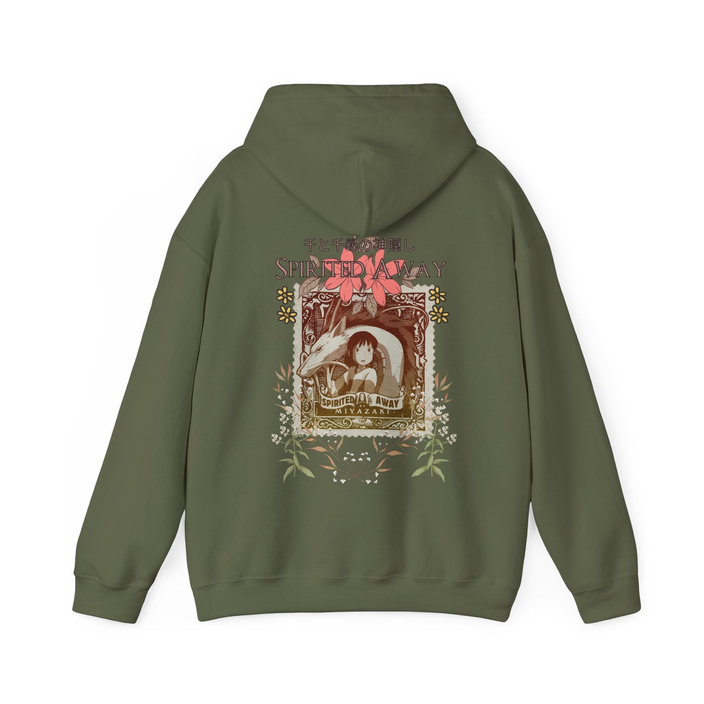 Spirited Away Philately Back Print Hoodie – 100% Cotton Anime Hoodie with Stamp-Inspired Design