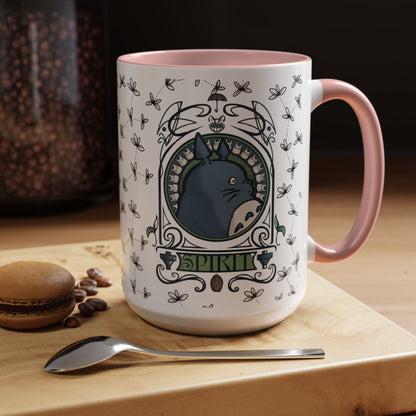 Totoro Spirited Ghibli Accent Handle Mug – 11oz & 15oz Anime Cup – Studio Ghibli Coffee Gift