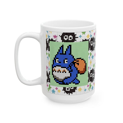 My Neighbor Totoro Pixel Mug – Studio Ghibli Retro Anime Cup 11oz & 15oz – Cute Pixel Art Coffee Gift