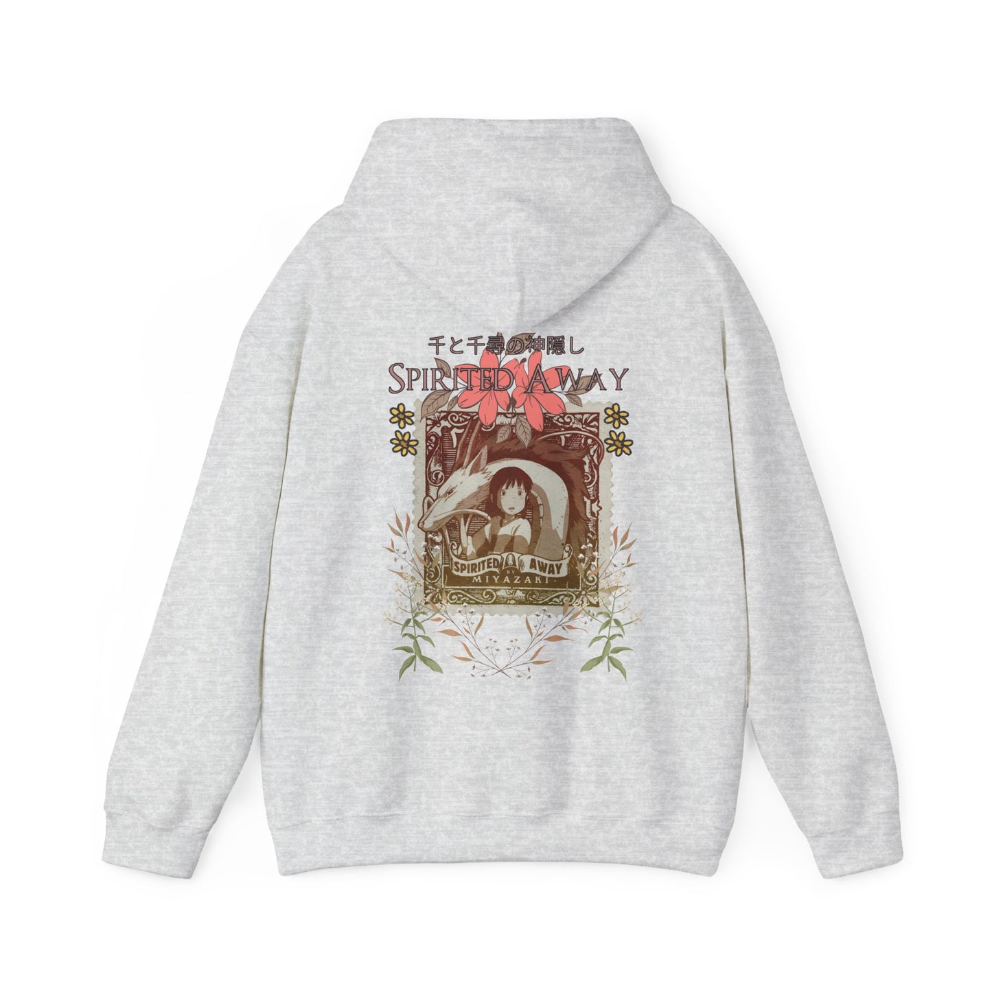 Spirited Away Philately Back Print Hoodie – 100% Cotton Anime Hoodie with Stamp-Inspired Design