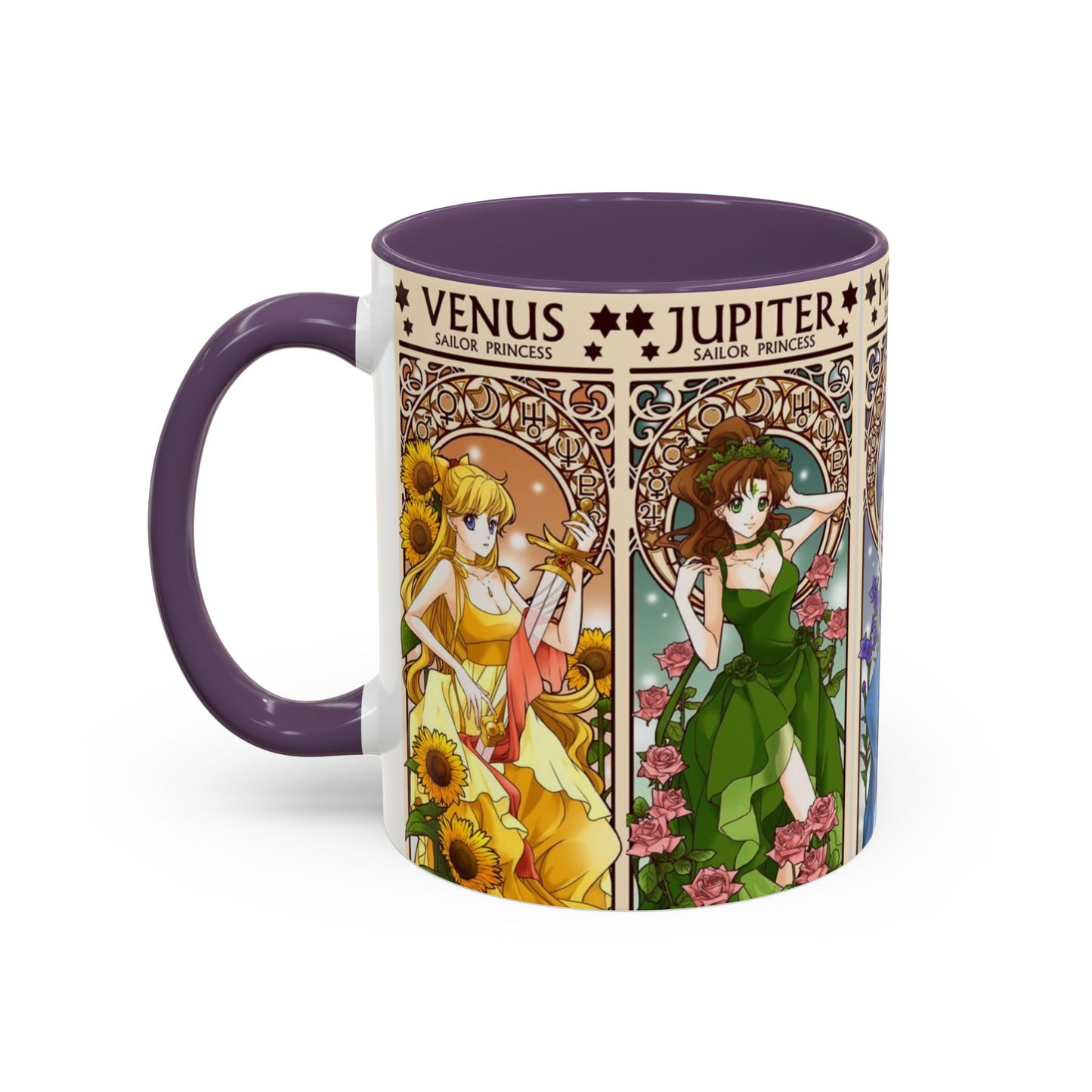 Sailor Moon Inner Guardians Accent Mug – Color Handle Anime Cup 11oz & 15oz – Magical Girl Coffee Gift