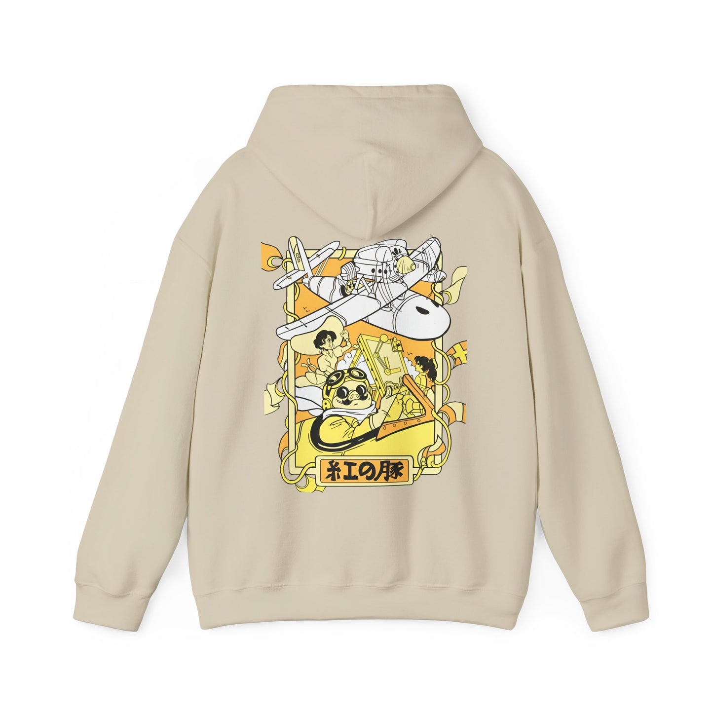 Porco Rosso Back Print Hoodie – 100% Cotton Studio Ghibli Vintage Anime Hoodie