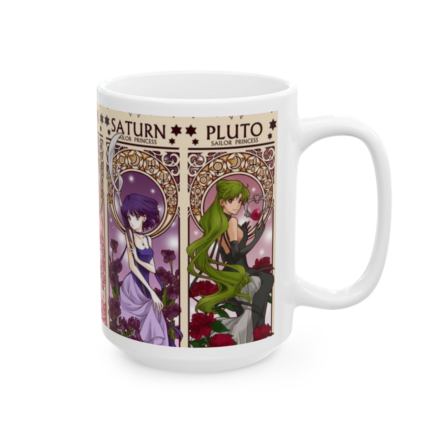 Sailor Moon Outer Guardians Mug – Uranus, Neptune, Pluto, Saturn Ceramic Cup 11oz & 15oz – Anime Magical Girl Gift