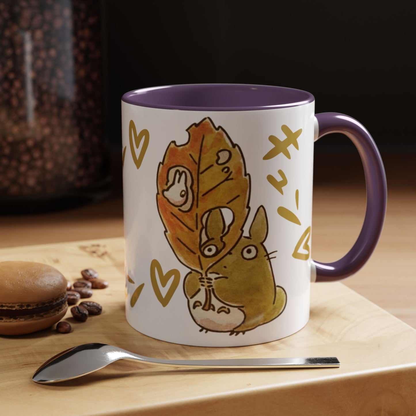 Cute Totoro Accent Mug – Studio Ghibli Color Handle Cup 11oz & 15oz – Kawaii Anime Coffee Mug Gift