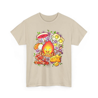 Calcifer Breakfast Ghibli Art T-Shirt | 100% Cotton Howl’s Moving Castle Tee