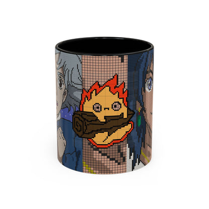 Howl's Moving Castle Pixel Accent Mug – Retro Anime Color Handle Cup 11oz & 15oz – Studio Ghibli Coffee Gift