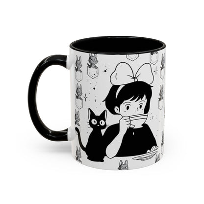 Kiki's Delivery Service Coffee Mug – Studio Ghibli Accent Handle Cup – 11oz & 15oz Anime Gift