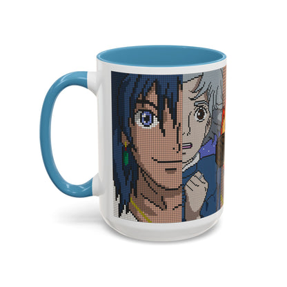Howl's Moving Castle Pixel Accent Mug – Retro Anime Color Handle Cup 11oz & 15oz – Studio Ghibli Coffee Gift