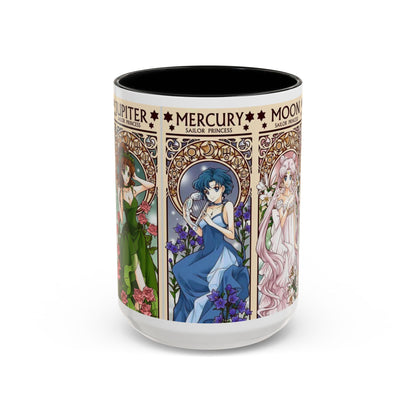 Sailor Moon Inner Guardians Accent Mug – Color Handle Anime Cup 11oz & 15oz – Magical Girl Coffee Gift