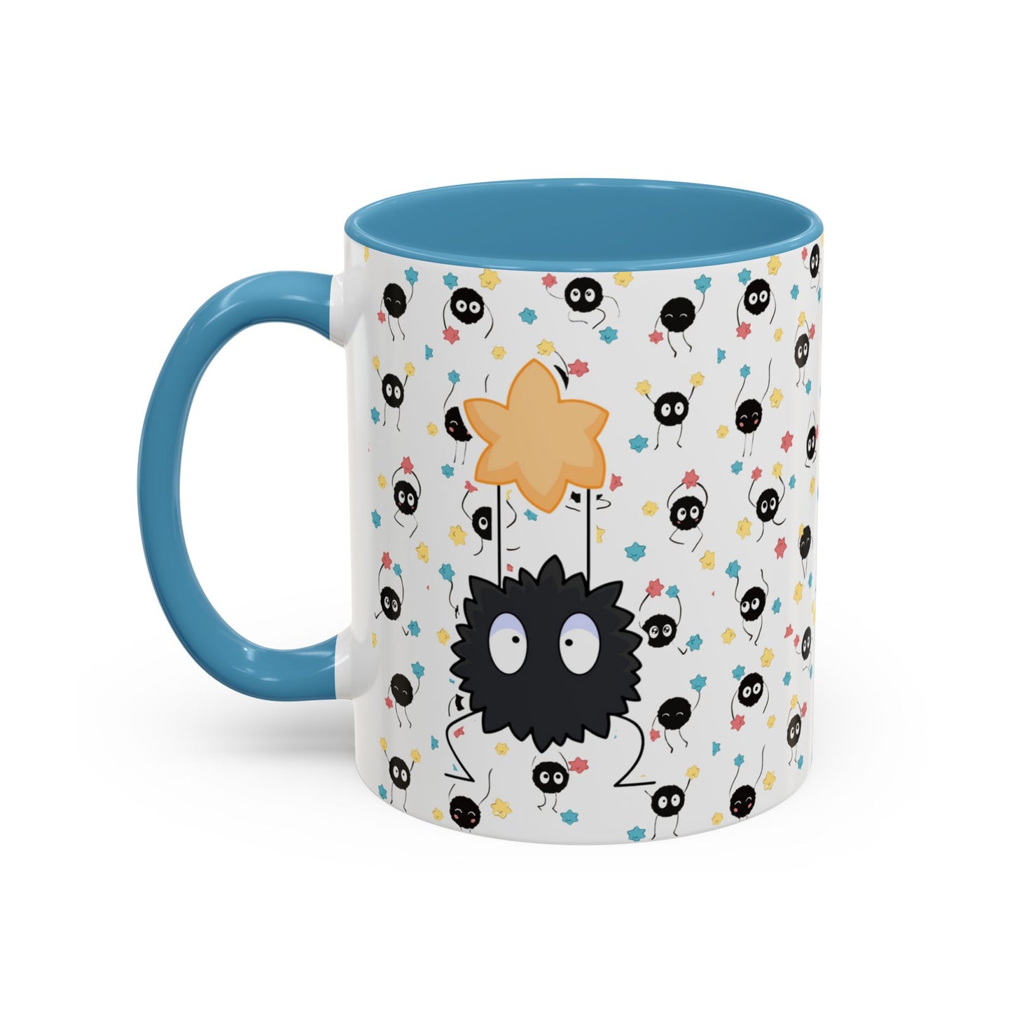 Soot Sprites Accent Mug – Studio Ghibli Color Handle Cup – 11oz & 15oz Ceramic Anime Gift