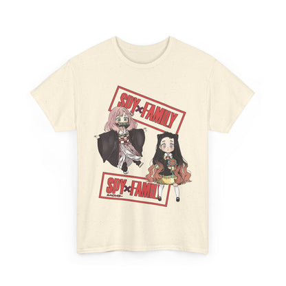 Anya and Nezuko Dolls T-Shirt – 100% Cotton Cute Anime Crossover Shirt for Fans