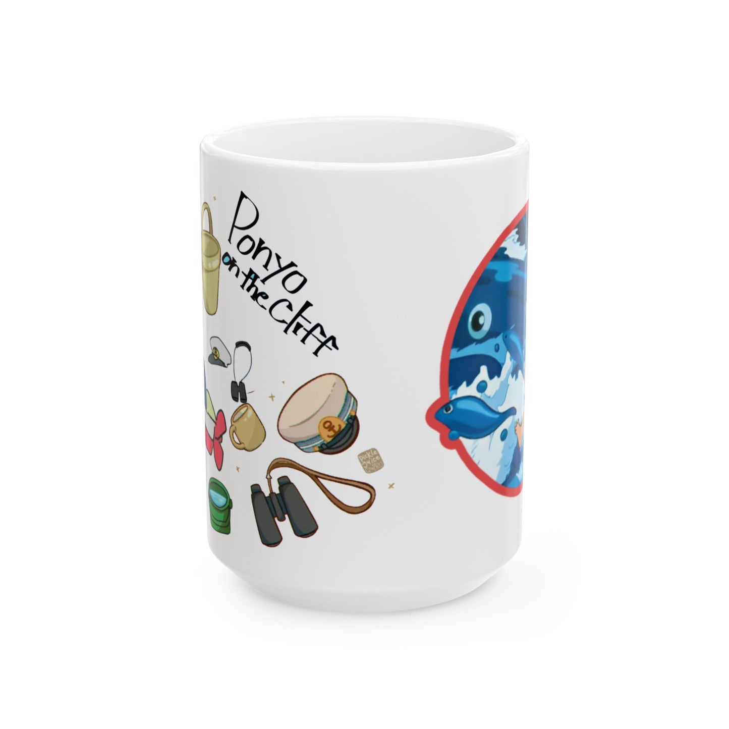 Ponyo Collage Mug – Studio Ghibli Coffee Cup 11oz & 15oz – Cute Anime Gift Featuring Ponyo and Sosuke