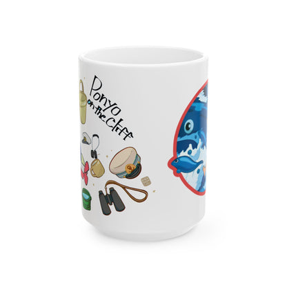 Ponyo Collage Mug – Studio Ghibli Coffee Cup 11oz & 15oz – Cute Anime Gift Featuring Ponyo and Sosuke