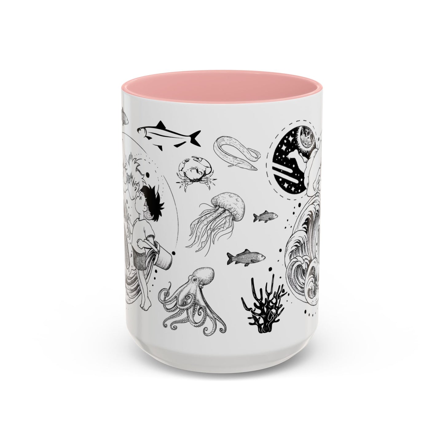 Ponyo World Sea Accent Mug – Studio Ghibli Color Handle Cup 11oz & 15oz – Ocean Anime Coffee Gift