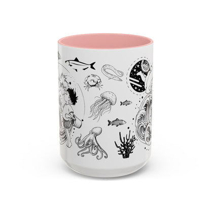 Ponyo World Sea Accent Mug – Studio Ghibli Color Handle Cup 11oz & 15oz – Ocean Anime Coffee Gift