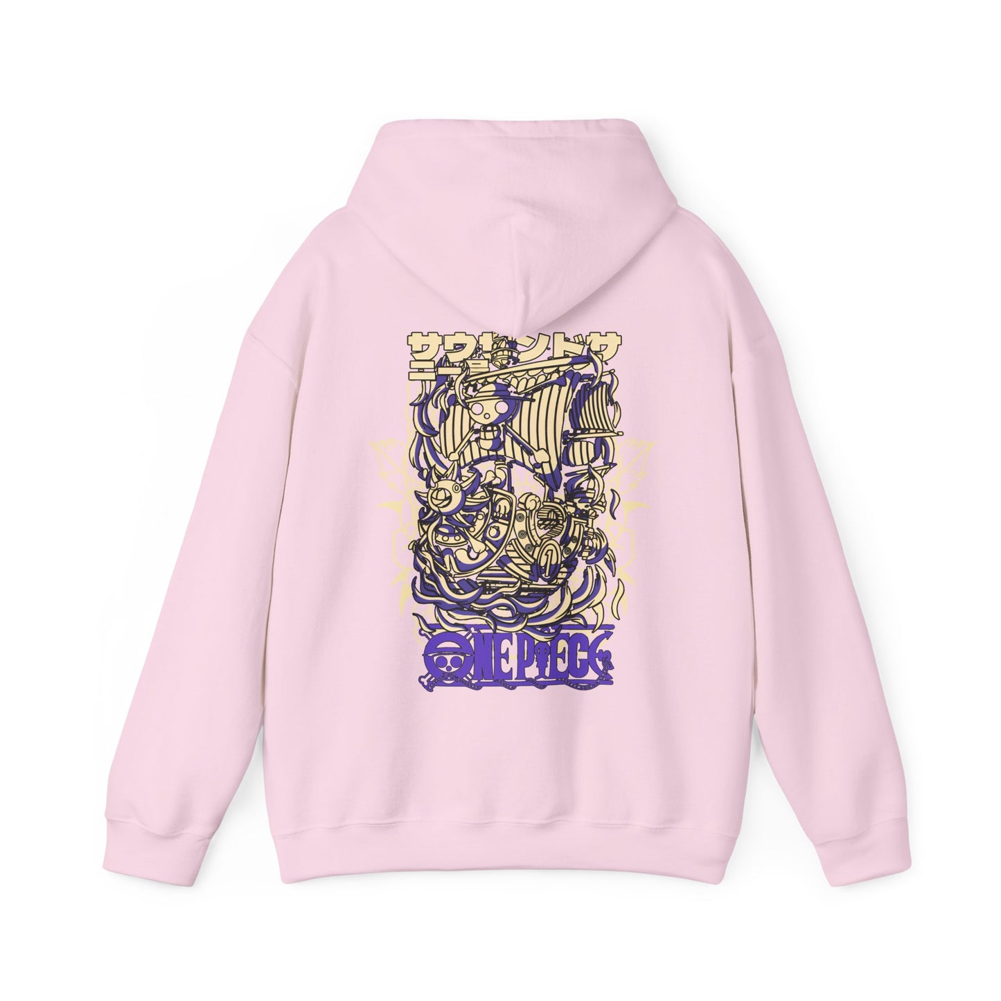 One Piece Ship Back Print Hoodie – 100% Cotton Anime Hoodie Featuring Going Merry & Thousand Sunny