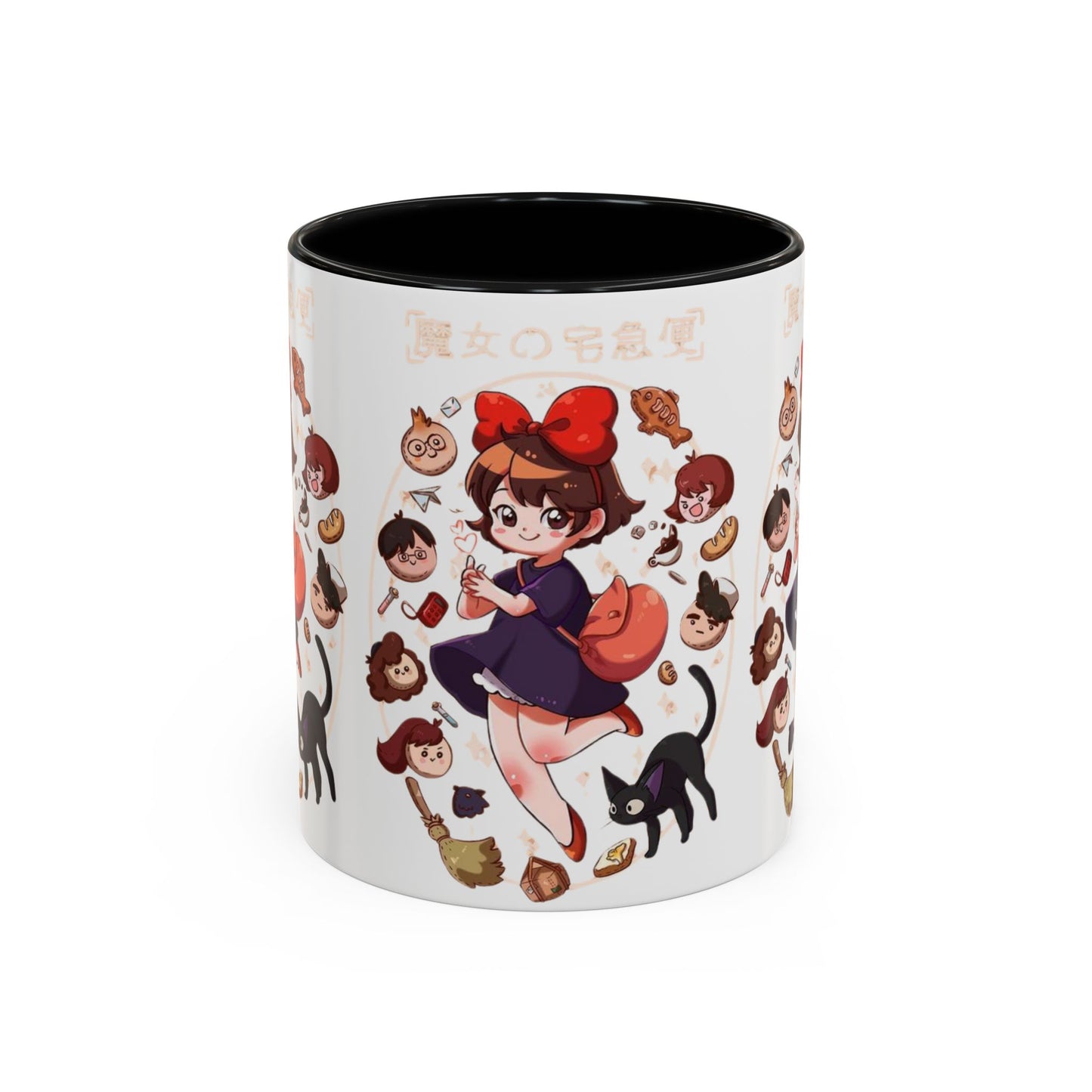 Kiki’s Delivery Service Accent Mug – Stained Glass Anime Cup 11oz & 15oz – Ghibli Inspired Color Handle Mug
