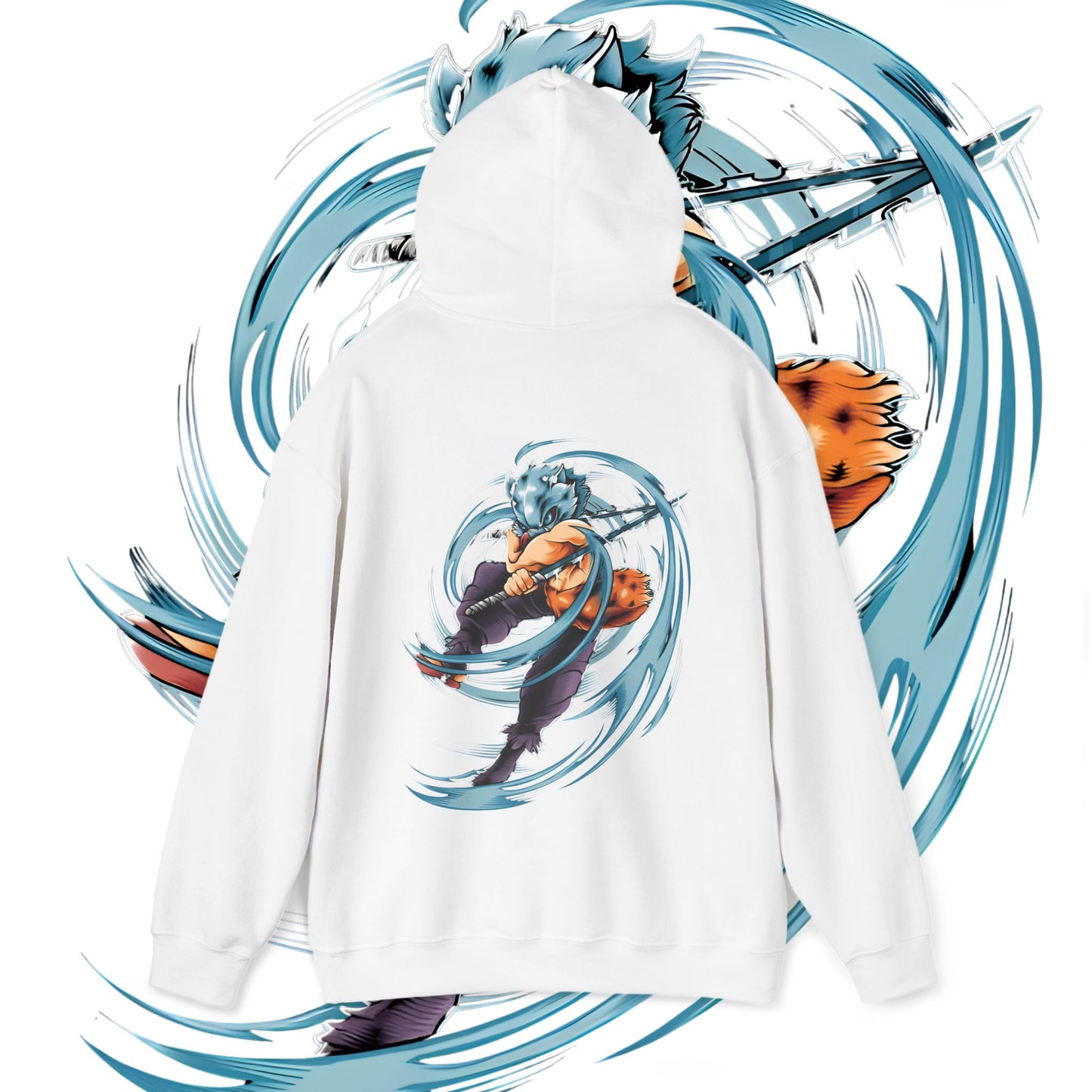 Inosuke Boar Sword Fury Back Print Hoodie | Demon Slayer | 100% Cotton Anime Hoodie