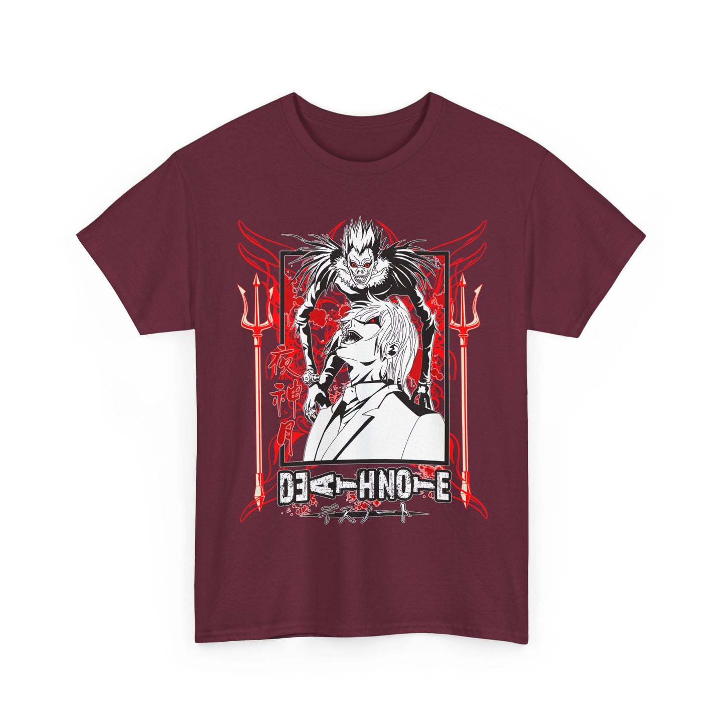 Death Note Anime T-Shirt – 100% Cotton Tee Featuring Light, L, and Ryuk