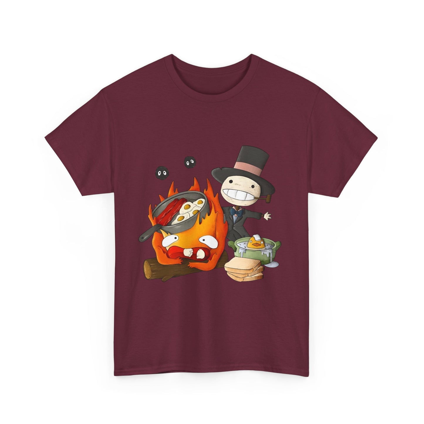 Calcifer Breakfast Shirt – Ghibli Cotton Tee for Anime Fans