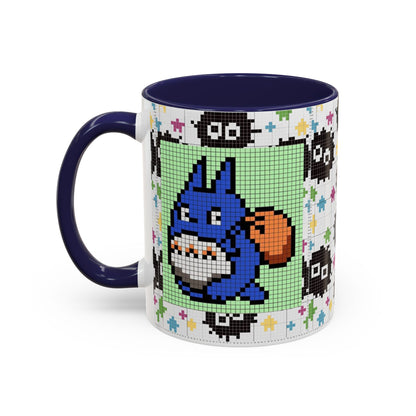 My Neighbor Totoro Pixel Accent Mug – Retro Ghibli Color Handle Cup 11oz & 15oz – Cute Anime Coffee Gift