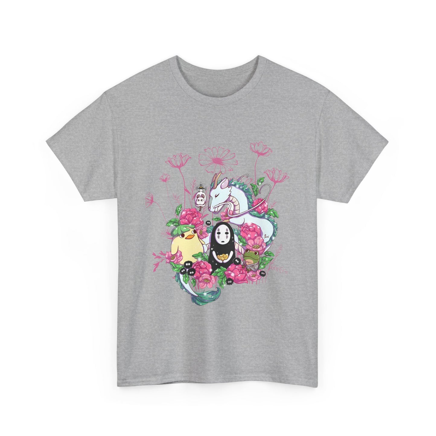 Spirited Away Flowers Pink T-Shirt | 100% Cotton Studio Ghibli Anime Tee