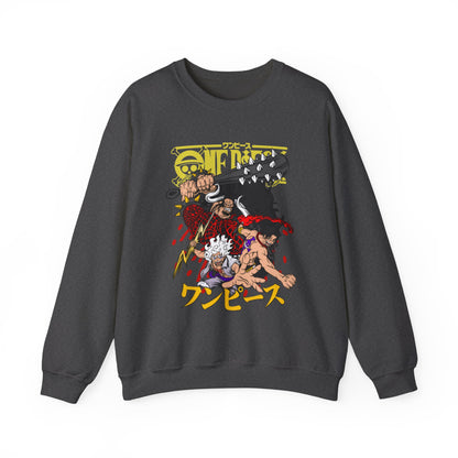 Kaido, Luffy & Ace Sweatshirt – 100% Cotton One Piece Anime Crewneck for True Fans