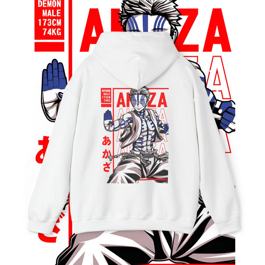 Akaza Demon Slayer Moon Back Print Hoodie – 100% Cotton Anime Streetwear