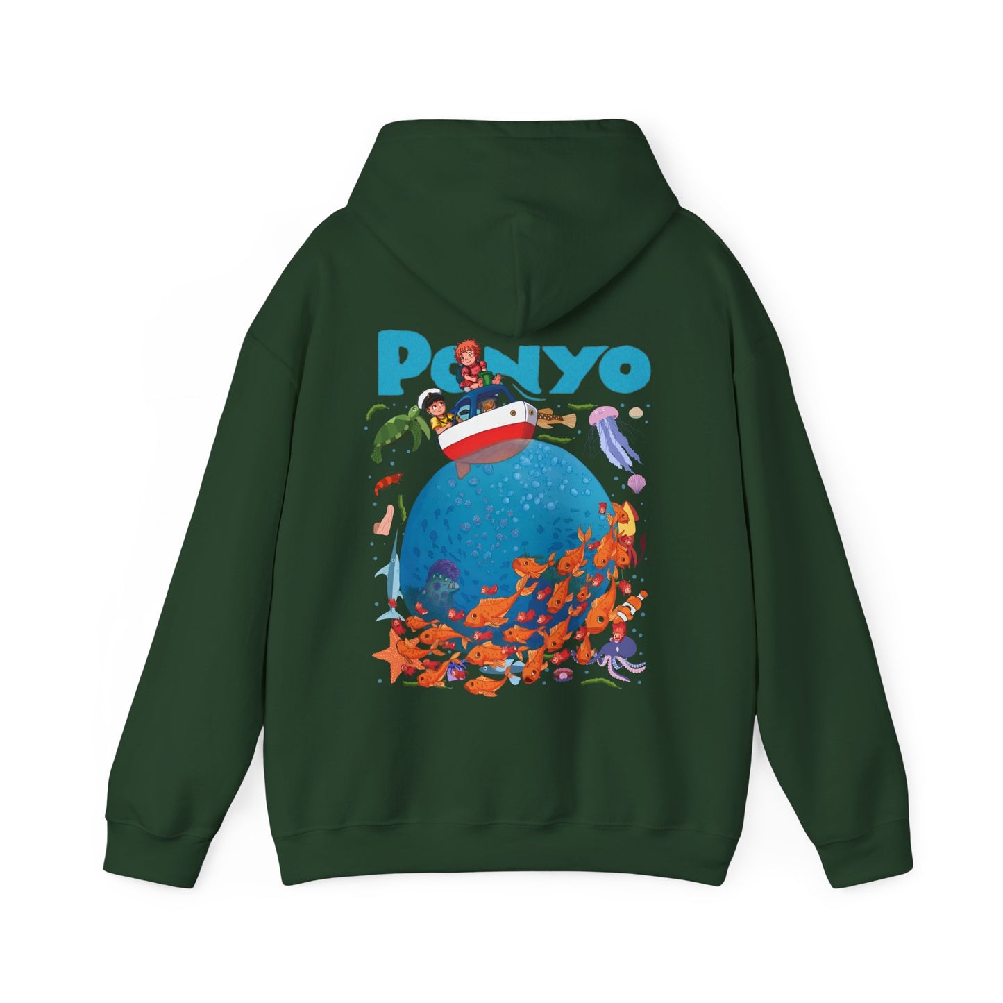Ponyo and Sosuke Boat Back Print Hoodie – 100% Cotton Studio Ghibli Inspired Pullover