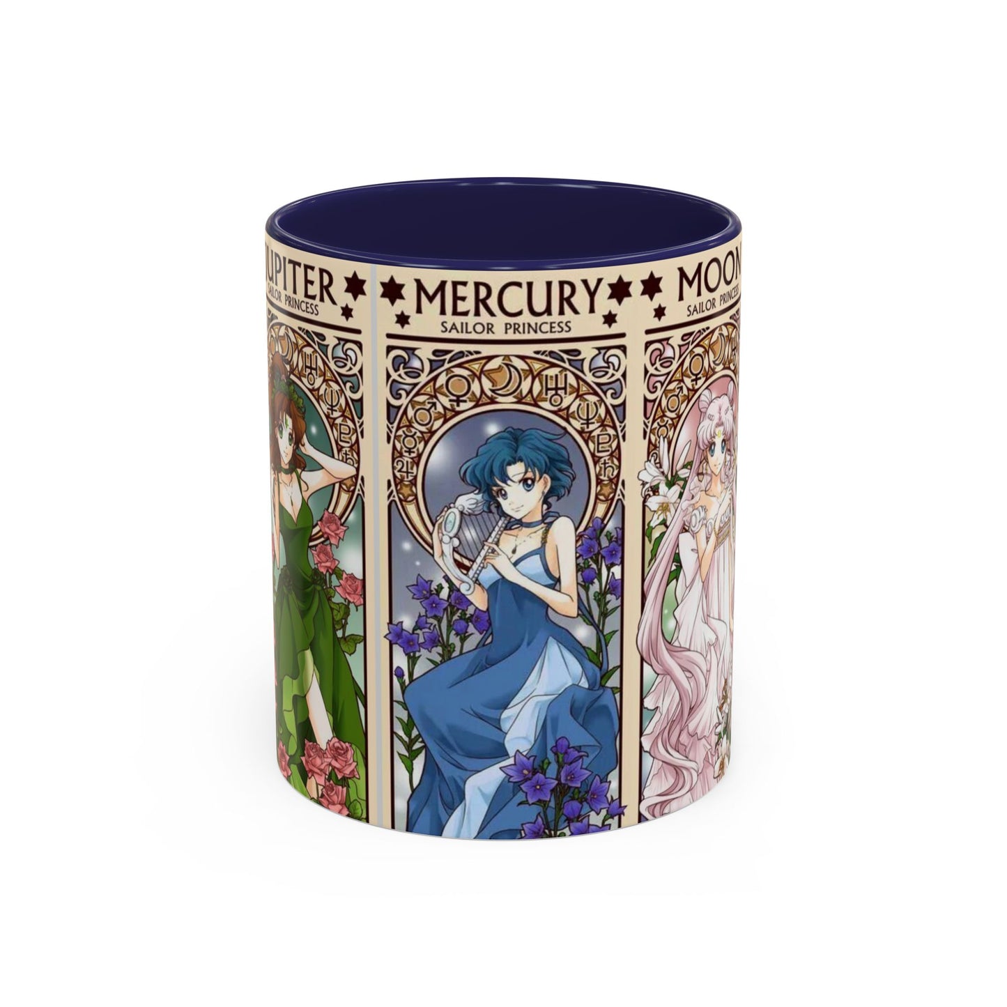 Sailor Moon Inner Guardians Accent Mug – Color Handle Anime Cup 11oz & 15oz – Magical Girl Coffee Gift