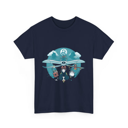 Flying Ghibli Characters T-Shirt – 100% Cotton Anime Tee for Studio Ghibli Fans