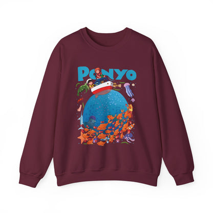 Ponyo and Sosuke Boat Adventure Sweatshirt – 100% Cotton Studio Ghibli Inspired Pullover