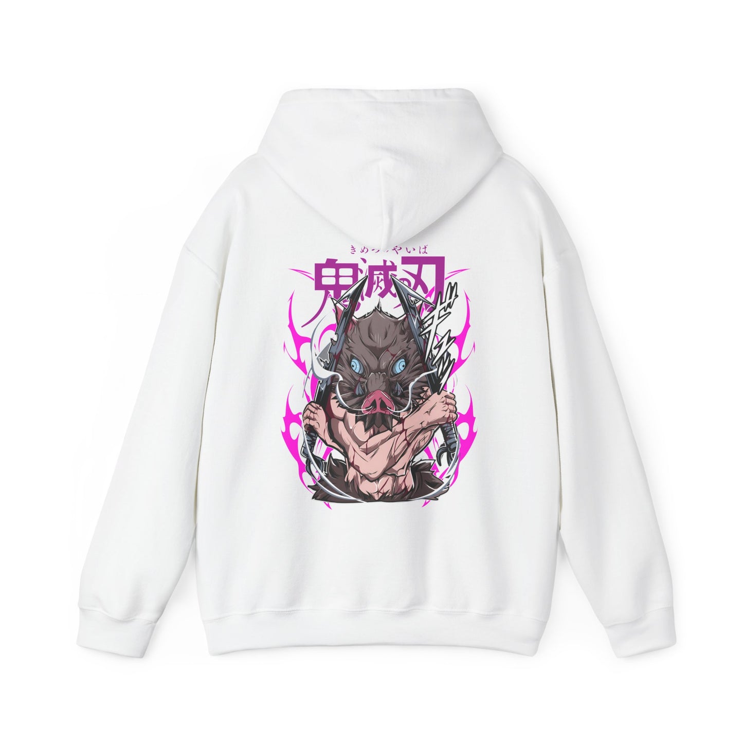 Inosuke Hashibira Demon Slayer Back Print Hoodie – 100% Cotton Anime Hoodie for Boar Head Fans